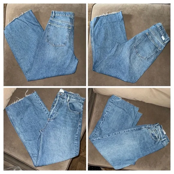BOYISH Blue Flare Wide Leg Jeans with High Rise